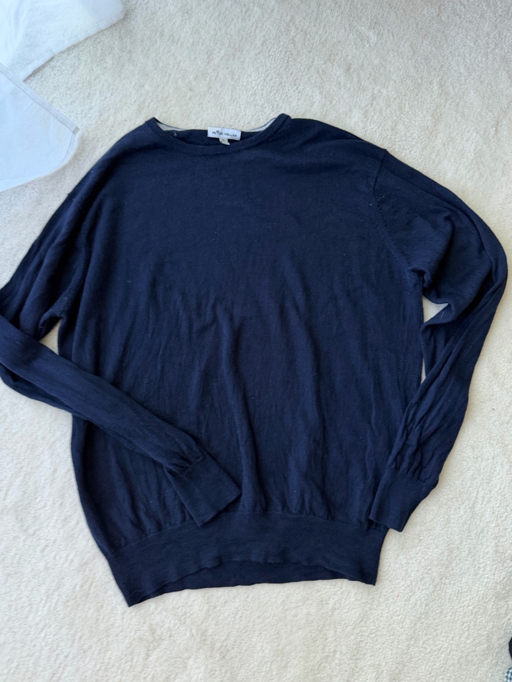 Peter Millar Merino Wool & Silk Navy Crewneck Sweater
